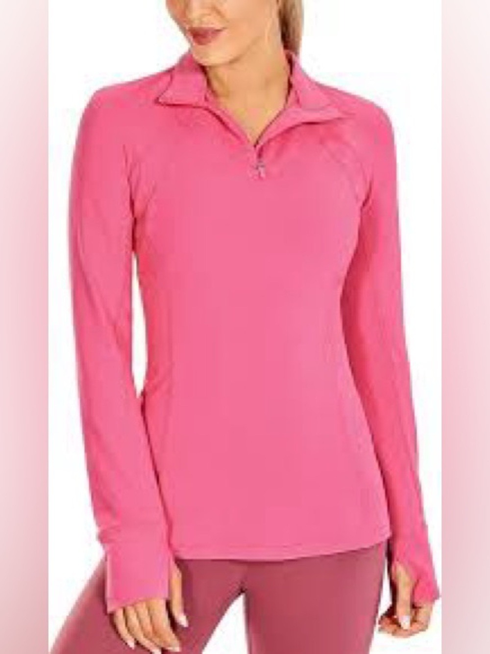 Jofit Hot Pink Women’s Quarter Zip Activewear Gold Pullover. Small